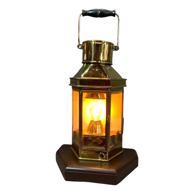 Solid Brass English Ships Cabin Lantern For Sale