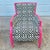 Hooker Furniture Sam Moore Hooker Furniture Fuschia Black & White “Nadia” Exposed Wood Bergere Lounge Chairs, a Pair For Sale - Image 4 of 12