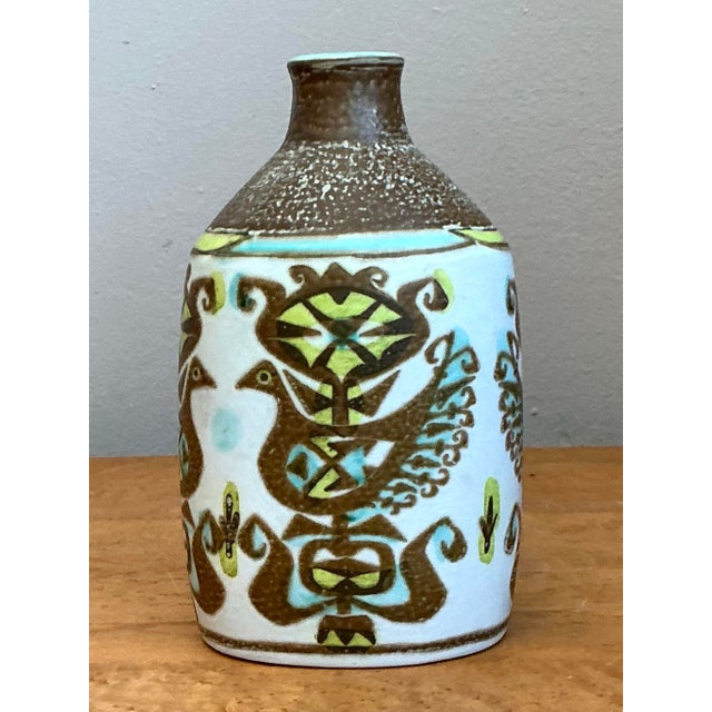 Vintage MCM Hand Painted Vase For Sale - Image 10 of 12
