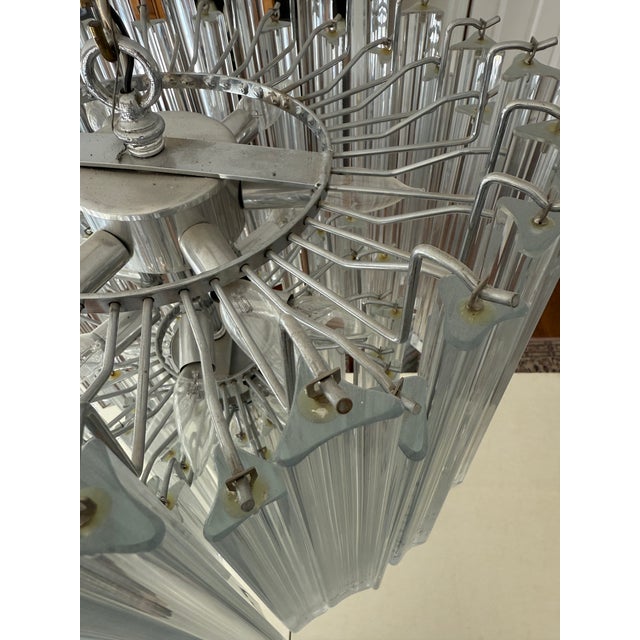 Vintage Murano Glass Clear Chandelier in the Style of Venini Triedri For Sale - Image 11 of 18