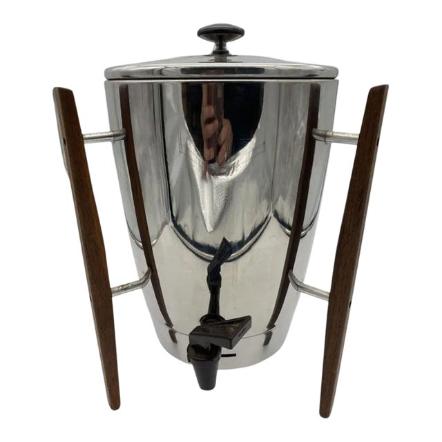 Mid Century Chrome and Teak Coffee Maker by Regal For Sale