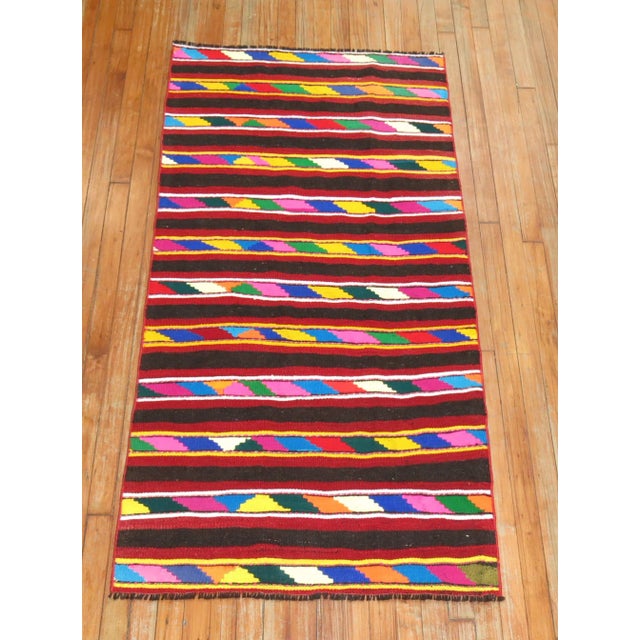 Vintage Bright Hand-Knotted Kilim - 2'10" x 5'10" For Sale In New York - Image 6 of 8