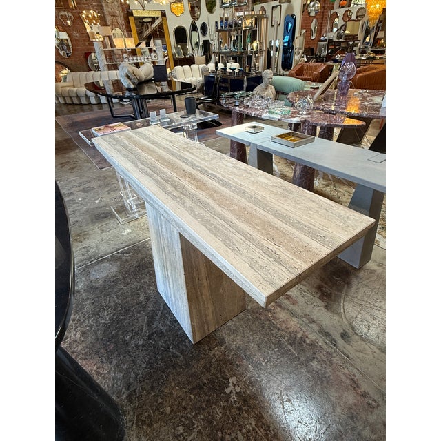 Italian Travertine Console Table, 1970s For Sale In Los Angeles - Image 6 of 12