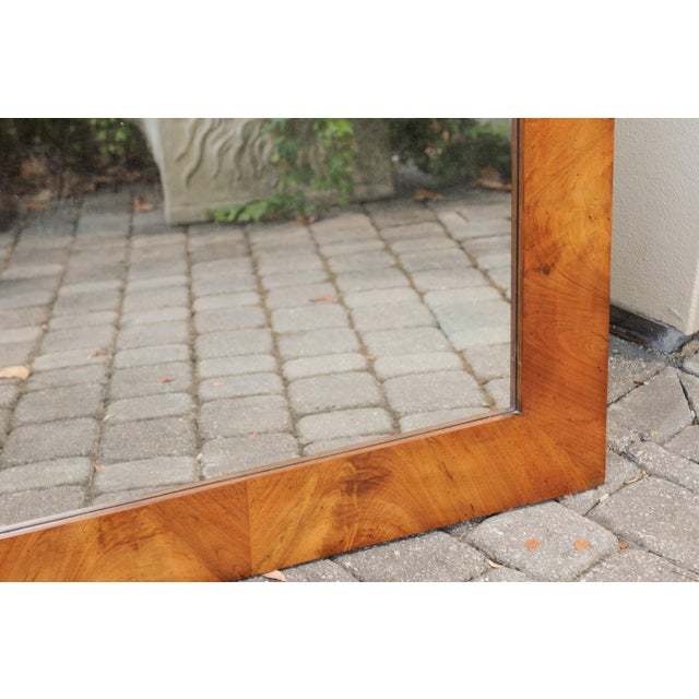 Wood French Wall Mirror from the 1920s with Burl Walnut Veneered Frame For Sale - Image 7 of 10