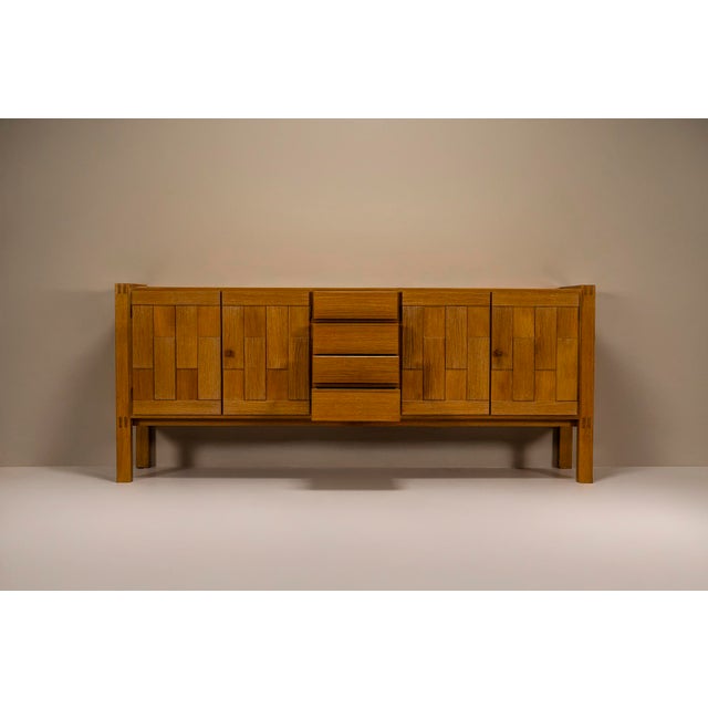 Brutalist Sideboard in Oak, 1980s For Sale - Image 4 of 12
