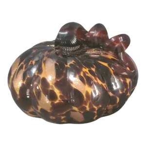 Late 20th Century Handblown Murano Attributed Art Glass Leopard Print Gold Dust Decorative Pumpkin