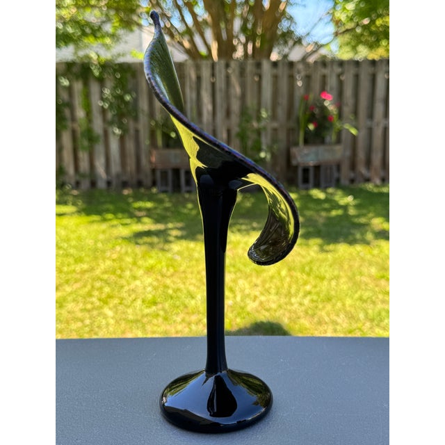 Stuart Abelman 1980s Stuart Abelman Iridescent Studio Art Glass "Jack in the Pulpit" Vase For Sale - Image 4 of 14