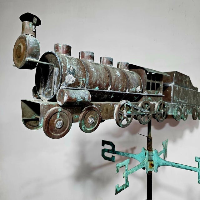 Mid-Century Modern Vintage Copper Locomotive Train Weathervane For Sale - Image 3 of 12