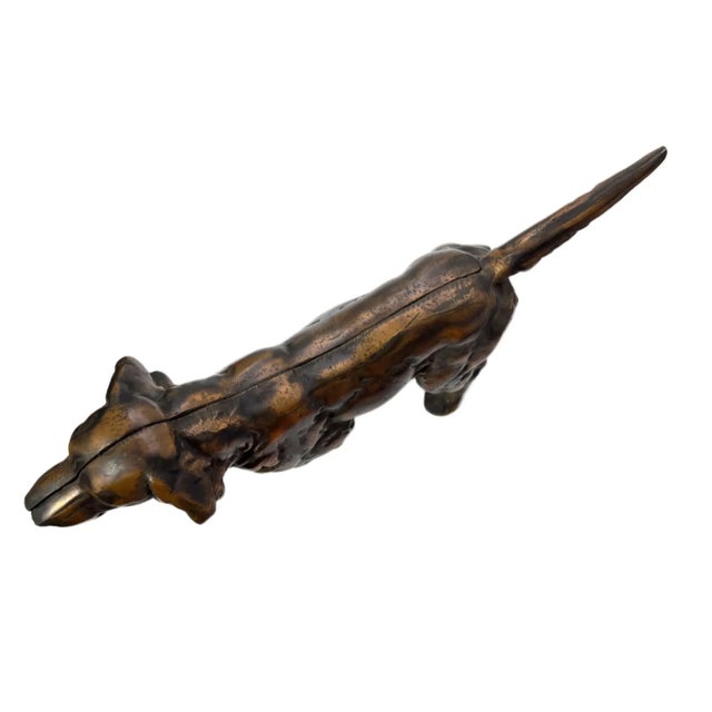 Cabin Antique Cast Iron Setter/Pointer Dog Doorstop Hubley Era Hunting Dog Statue W/Bronze Patina For Sale - Image 3 of 6