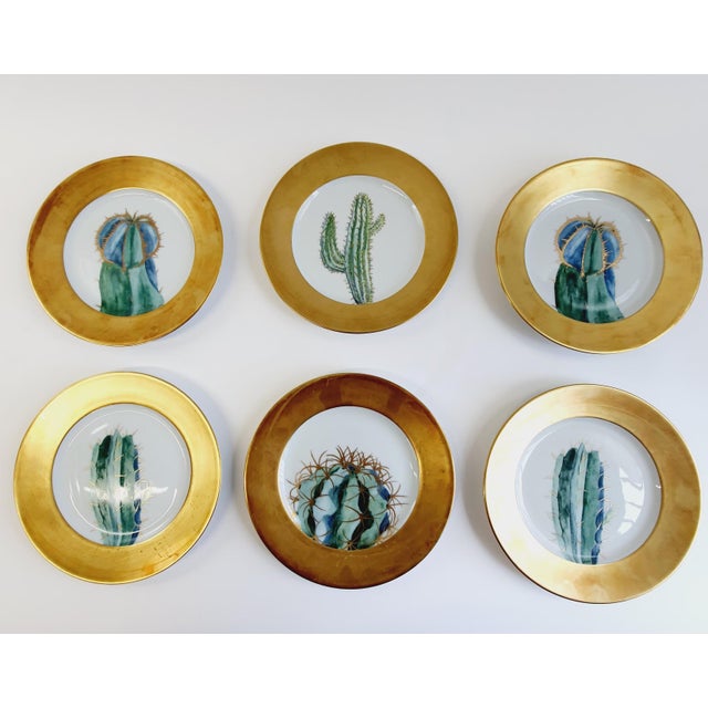 1980s Cactus Plates by Hilton Mc Connico for Daum, 1987, Set of 6 For Sale - Image 5 of 7