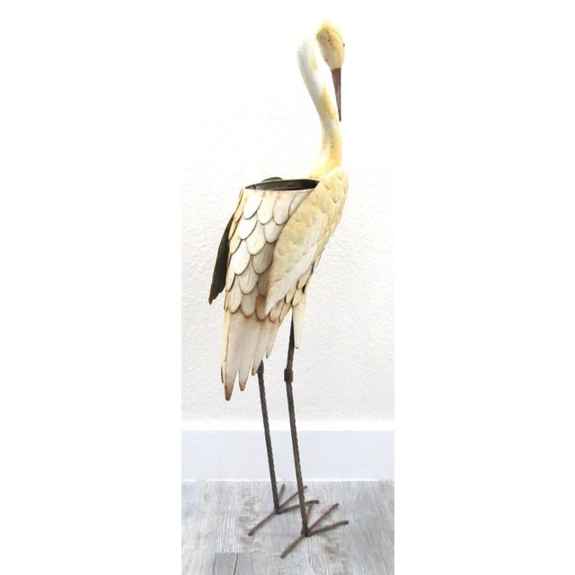 Mid-Century Modern Vintage Old Florida Crane Form Art Metal Plant Stand For Sale - Image 3 of 12