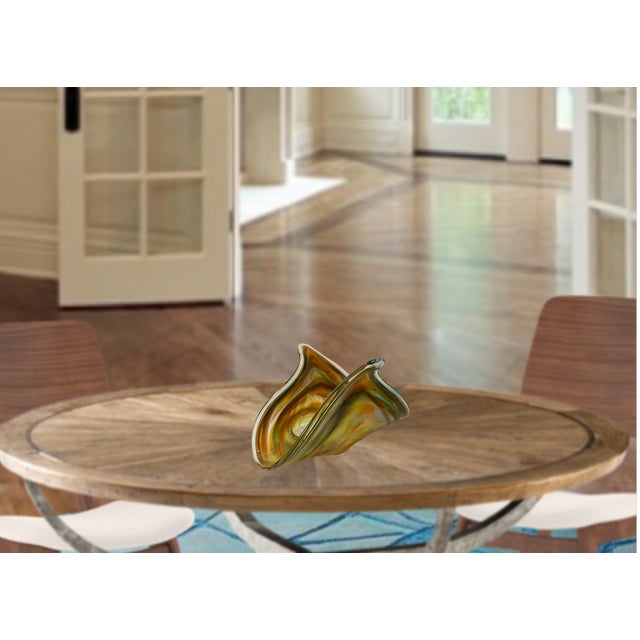 Murano Art Glass Wing Lipped Decorative Vase For Sale - Image 9 of 18