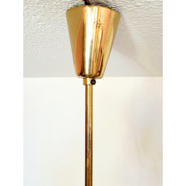 Mid-Century Scandinavian Brass Pendant Lamp with Glass Shade, 1950s For Sale - Image 10 of 18