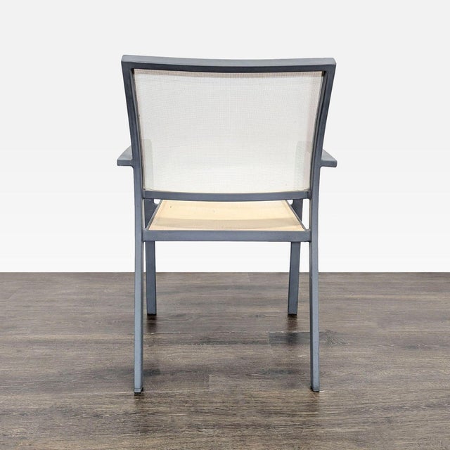 Set of 4 Modern Beige Mesh Armchair With Metal Frame For Sale In San Francisco - Image 6 of 10