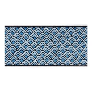 Sample - Schumacher Sunrise Embroidery Tape in Blues For Sale