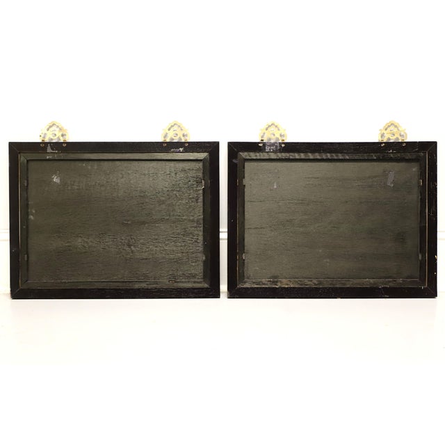 Mid 20th Century Hand Painted Porcelain Japanese Framed Wall Art Pair