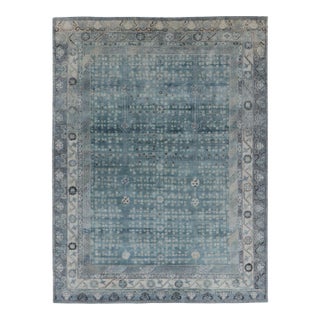 Rug & Kilim’s Khotan-Inspired Rug in Blue With Gray Floral Patterns and Borders For Sale