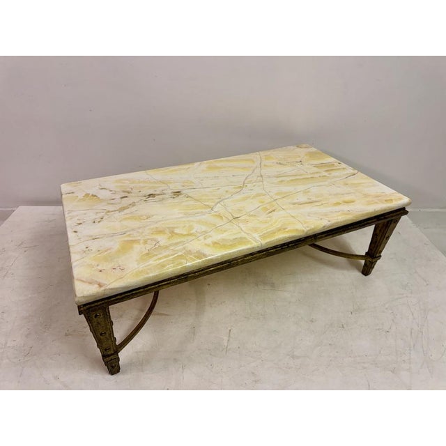 Mid-Century Modern French Gilded Iron and Onyx Coffee Table, 1960s For Sale - Image 13 of 18