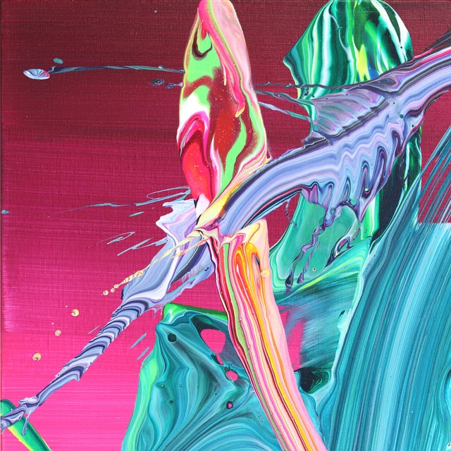 The colorful abstract artworks of Romanian artist Alex Voinea are inspired by experiments with paint poured over vibrating...