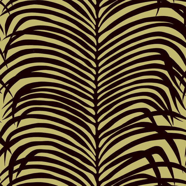 Contemporary Sample - Schumacher Zebra Palm Wallpaper in Java For Sale - Image 3 of 3
