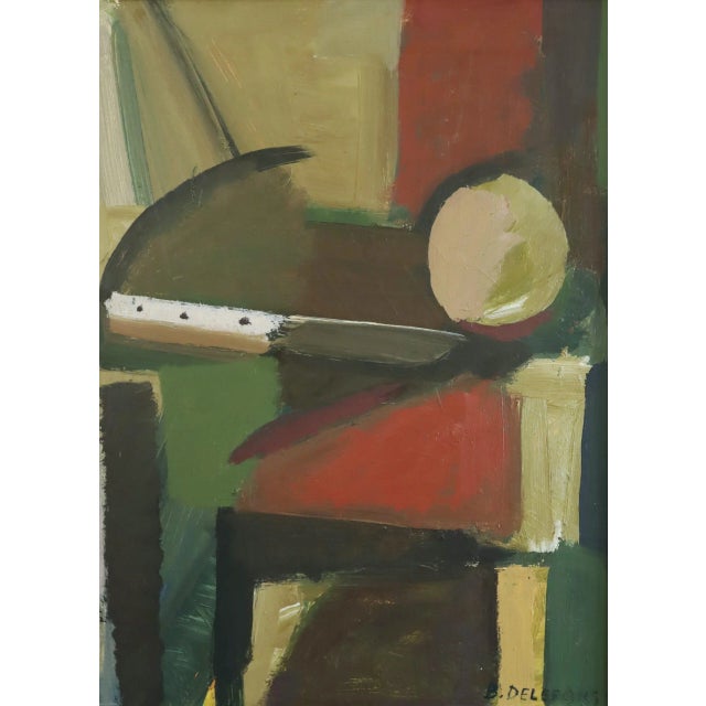 Mid-Century Modern 'Constructed Balance' Vintage Original Abstract Oil Painting, Framed For Sale - Image 9 of 12