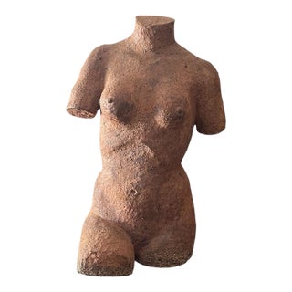 1970s Terra Cotta Female Torso Sculpture For Sale