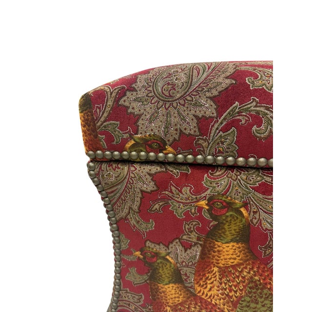 Ralph Lauren Late 20th Century Ralph Lauren 'Florence' Ottoman in Buckthorn Paisley Fabric With Nailhead Trim For Sale - Image 4 of 13