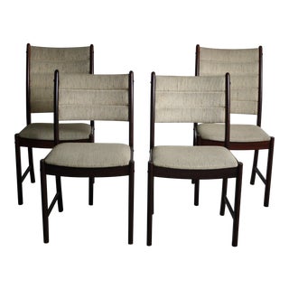 Danish Modern Dining Chairs in Afromosia and Knit Fabric - A Set of 4 For Sale