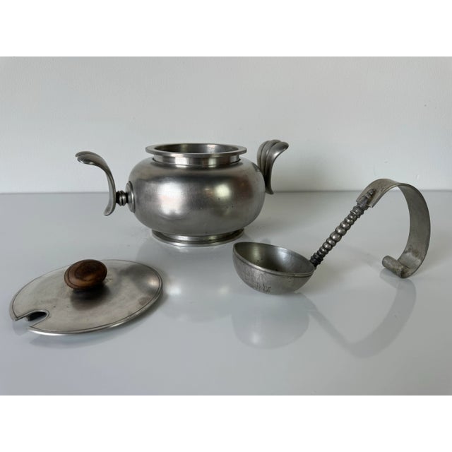 Mid-Century Norway Havstadt Serving / Soup Tureen Pewter W/Matching Ladle For Sale - Image 4 of 12