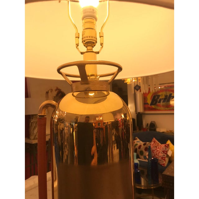 Restored Vintage Brass Fire Extinguisher Table Lamp For Sale - Image 4 of 12