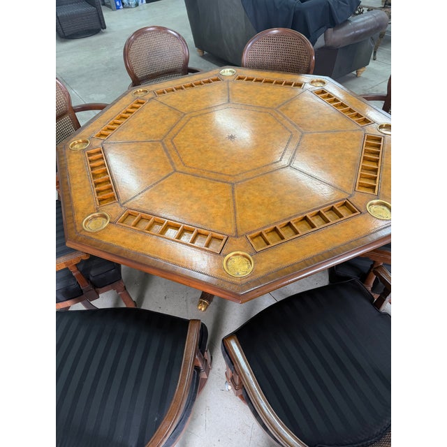 Maitland-Smith Poker Table With 8 Century Furniture Chairs For Sale - Image 11 of 18