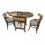 Vintage Rattan Honeymoon Table & 2 Chairs – Nesting Bistro Set W/ Glass Top For Sale