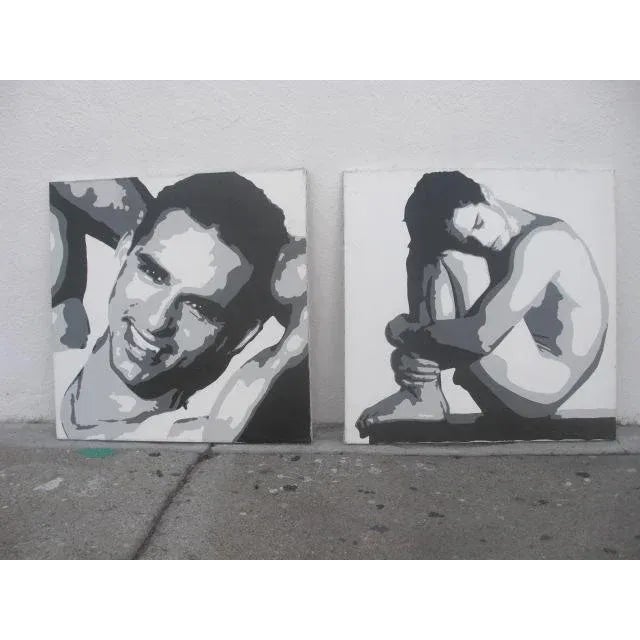 Contemporary Black and White Pop Art Portrait Acrylic Painting For Sale - Image 10 of 11