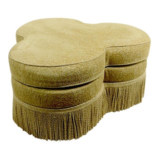 Fringed Cloverleaf Ottoman by Hickory Furniture For Sale