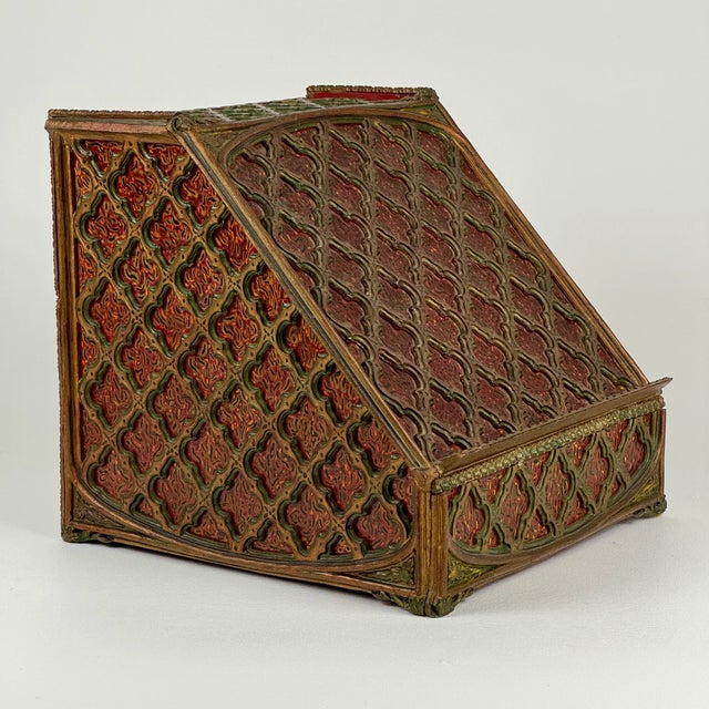 Italian Italian Antique Tabletop Book Easel Box With Intricate Carved Details & Painterly Design For Sale - Image 3 of 12