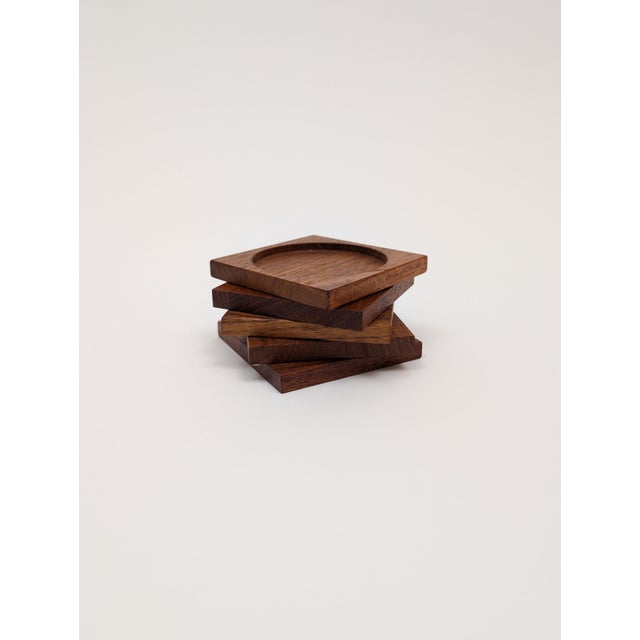Wood 1960s Mid-Century Danish Modern Teak Coaster Set of 5 For Sale - Image 7 of 9