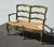 French Country Vintage French Country Green Ladderback Rush Settee Bench For Sale - Image 3 of 13
