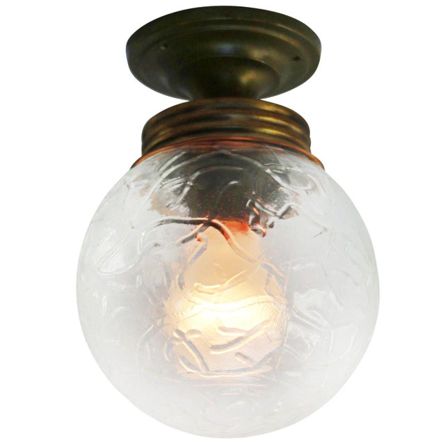 British Clear Reeded Glass Flush Mount Ceiling Lamp For Sale - Image 3 of 8