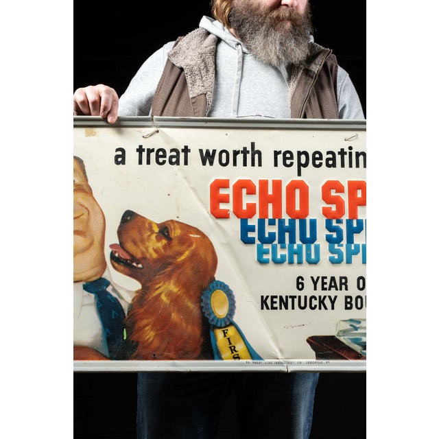 Vintage Echo Spring Bourbon Embossed Tin Litho Sign For Sale - Image 4 of 8
