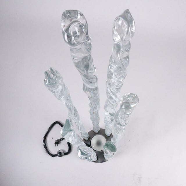 Floor Lamp Model E7T Excalibur in Transparent Glass and Stalactite Bedside Lamp by Ettore Fantasia for Sothis Murano, 1970s For Sale - Image 4 of 17