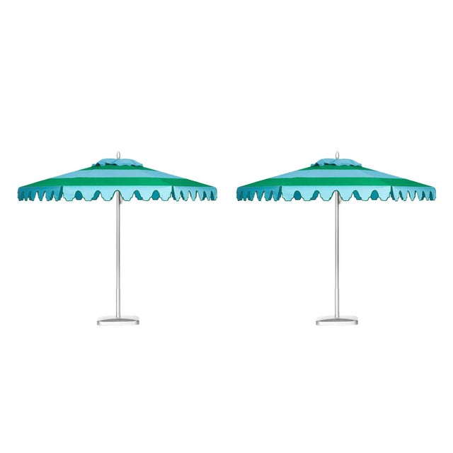 Contemporary Aruba Daydreams 9' Patio Umbrella, Baby Blue & Bright Green, Set of 2 For Sale - Image 3 of 3