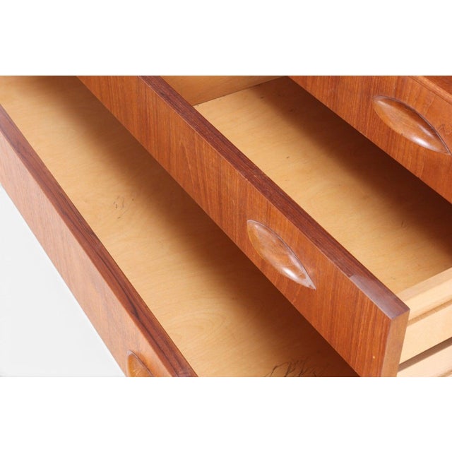 Mid-Century Modern Mid 20th Century Attributed to Johannes Sorth Orange Slice Six Drawer Highboy Dresser in Teak For Sale - Image 3 of 4