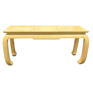 Mid Century Hollywood Regency Asian Console Table in Yellow For Sale