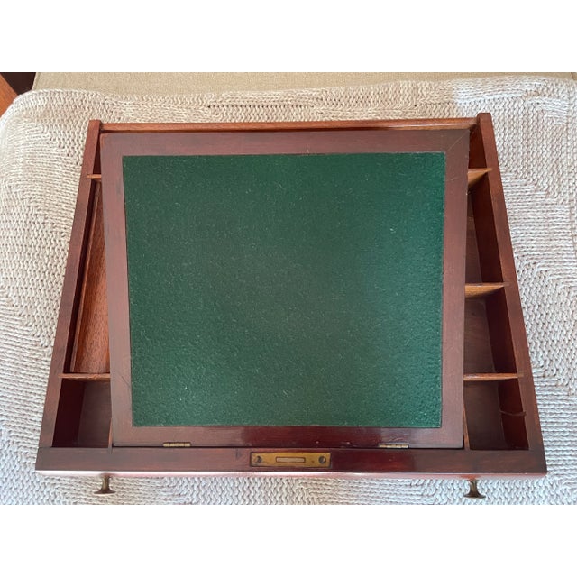 Auburn Mid 19th Century Antique Empire Rare Maghogany Vanity 3-Drawer Jewelry, Mirror Compartment & Pull Out Desk Table Cabinet For Sale - Image 8 of 12