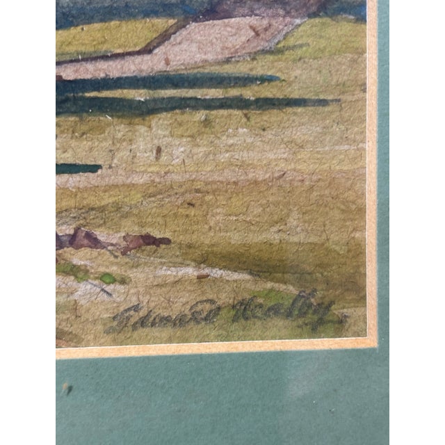 Framed Vintage Landscape Watercolor For Sale - Image 4 of 4