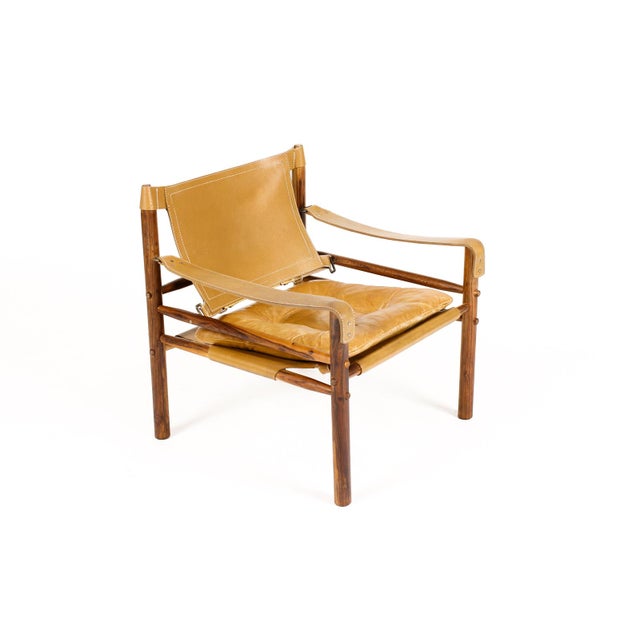 Mid-Century Modern 1960s Danish Modern Mid Century Rosewood Sirocco Lounge Chair – Arne Norell — Tan Leather Sling For Sale - Image 3 of 11