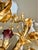 1950s 1950s Florentine Hand Gilt 6 Light Vintage Toleware Chandelier With Shades, Crystals and Floral Glass Drops For Sale - Image 5 of 8