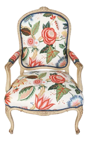 Newly Reupholstered Floral Louis XV Style Armchair
