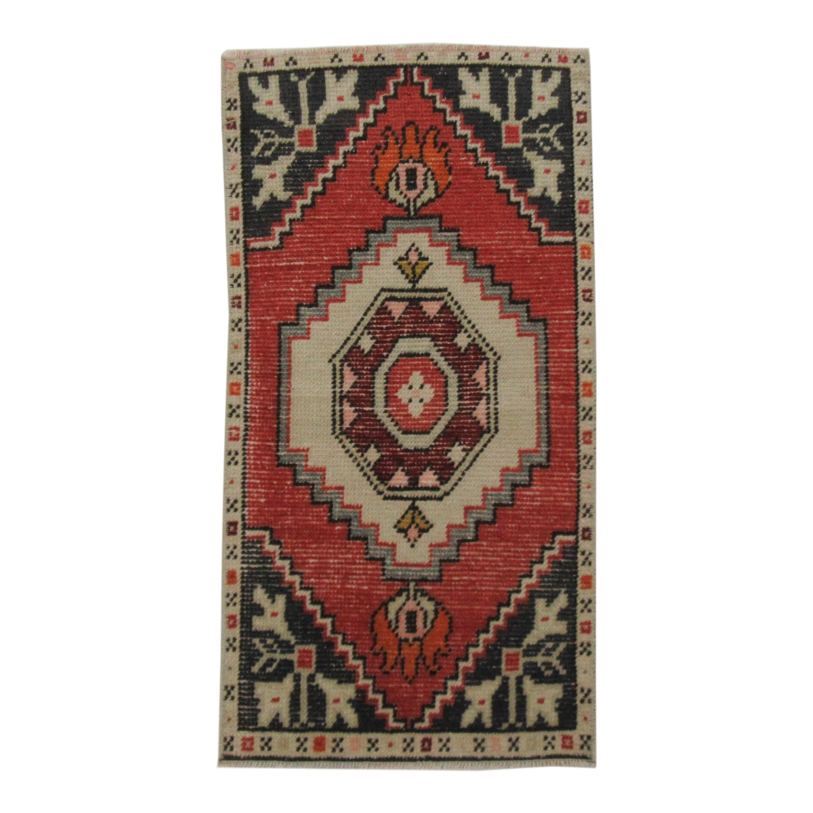 Vintage Wool Mini Rug | Chairish
