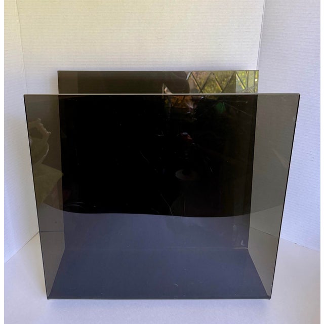 Vintage Modern Smoked Gray Lucite U-Shaped Record & Magazine Rack For Sale - Image 11 of 12